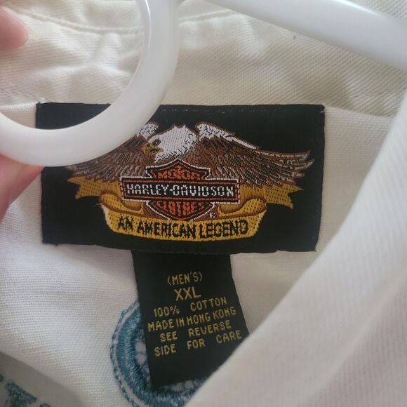 Harley-Davidson Motorcycle Men’s Cream  Button Up Denim Shirt Size  XXL - Picture 4 of 4